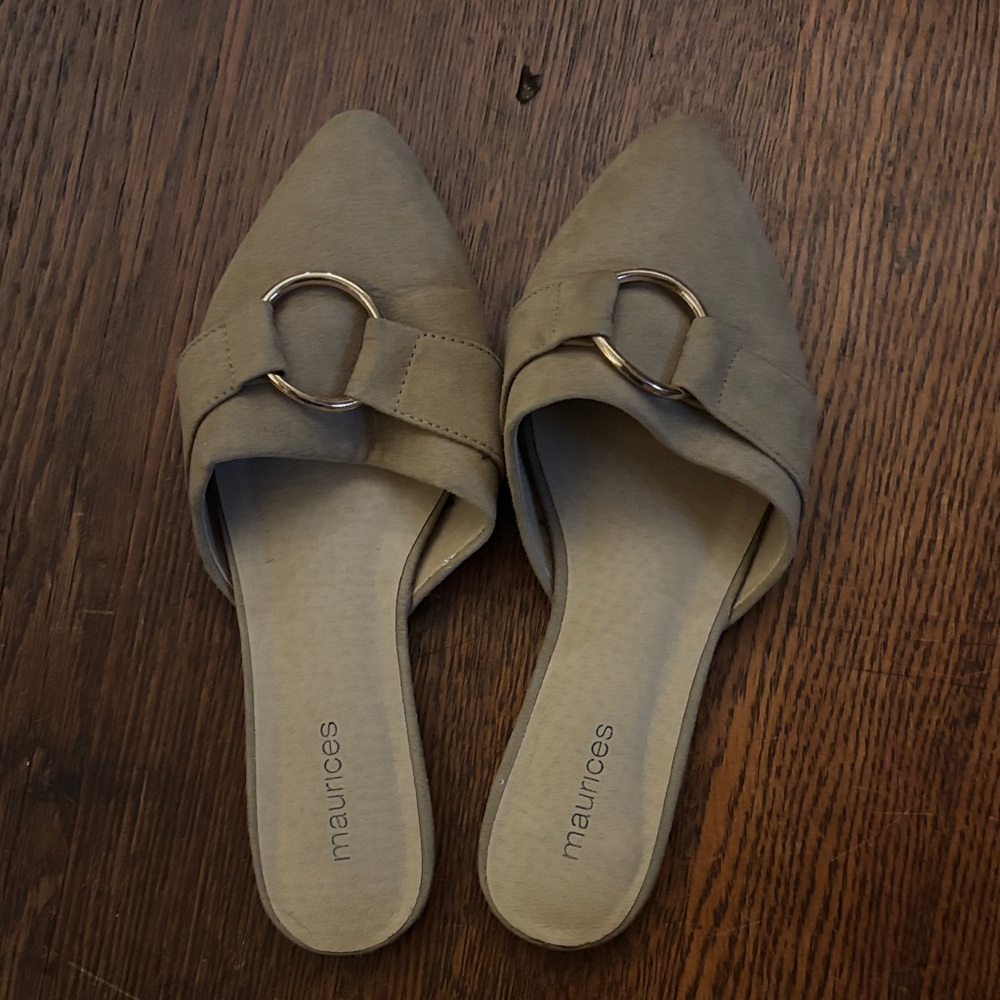 Maurices Beige Mules with Gold Accent